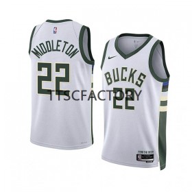 Milwaukee Bucks Khris Middleton 22 Nike 2022-23 Association Edition Valkoinen Miesten Pelipaidat Swingman